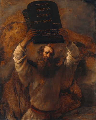 Rembrandt - Mojżesz ogłaszający ludowi 10 Przykazań